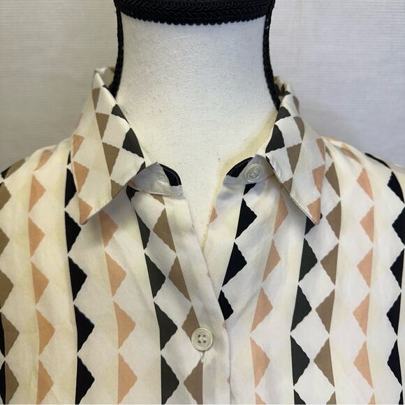Theory Women’s Geometric Print Button-Down Shirt Size M - Picture 5 of 11